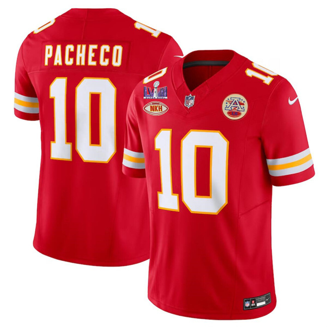 Men's Kansas City Chiefs #10 Isiah Pacheco Red F.U.S.E. With "NKH" Patch And Super Bowl LVIII Patch Vapor Untouchable Limited Stitched Football Jersey Men's Kansas City Chiefs #10 Isiah Pacheco Red F.U.S.E. With "NKH" Patch And Super Bowl LVIII Patch Vapor Untouchable Limited Stitched Football Jersey