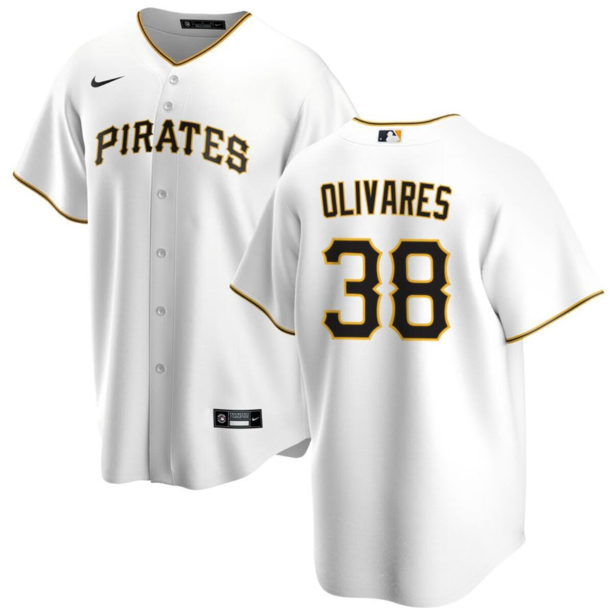 Men's Pittsburgh Pirates #38 Edward Olivares White Cool Base Stitched Baseball Jersey Men's Pittsburgh Pirates #38 Edward Olivares White Cool Base Stitched Baseball Jersey