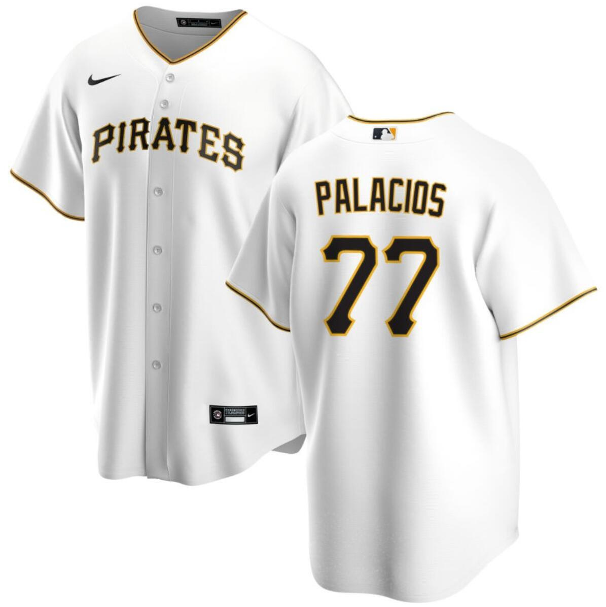 Men's Pittsburgh Pirates #77 Joshua Palacios White Cool Base Stitched Baseball Jersey Men's Pittsburgh Pirates #77 Joshua Palacios White Cool Base Stitched Baseball Jersey