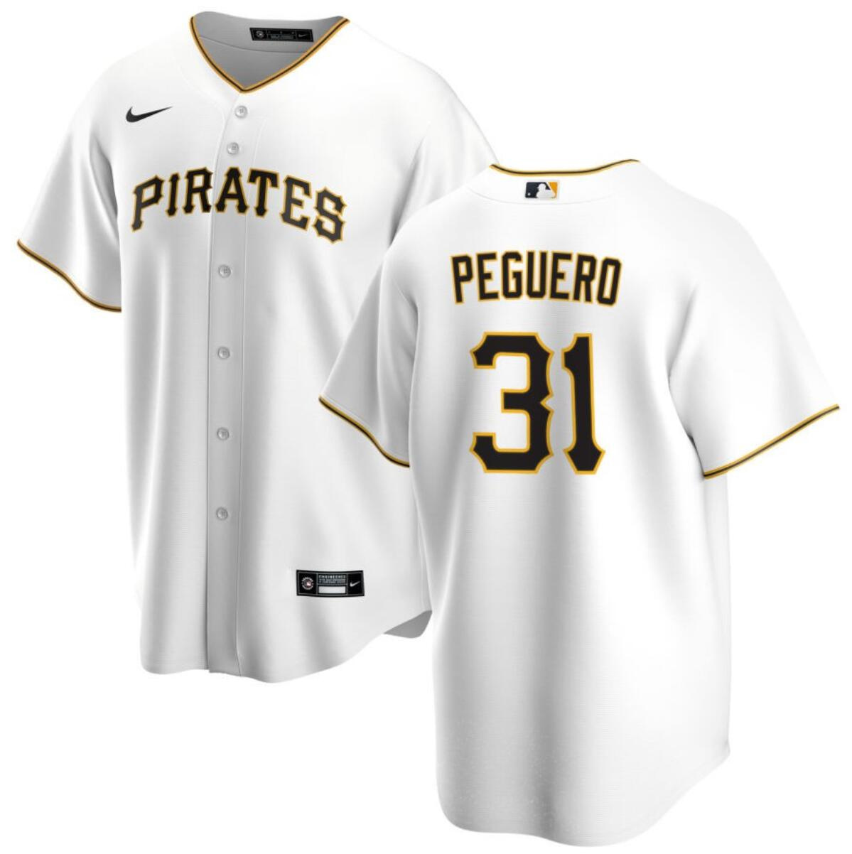 Men's Pittsburgh Pirates #31 Liover Peguero White Cool Base Stitched Baseball Jersey Men's Pittsburgh Pirates #31 Liover Peguero White Cool Base Stitched Baseball Jersey