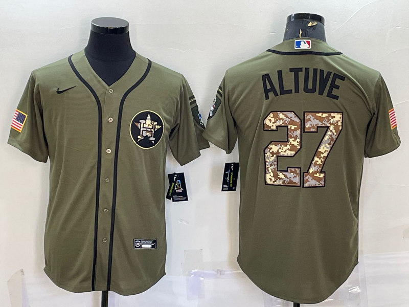 Men's Houston Astros #27 Jose Altuve Olive Cool Base Stitched Jersey Men's Houston Astros #27 Jose Altuve Olive Cool Base Stitched Jersey