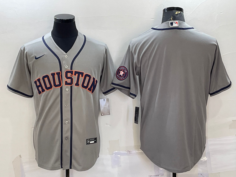 Men's Houston Astros Blank Grey With Patch Cool Base Stitched Jersey Men's Houston Astros Blank Grey With Patch Cool Base Stitched Jersey