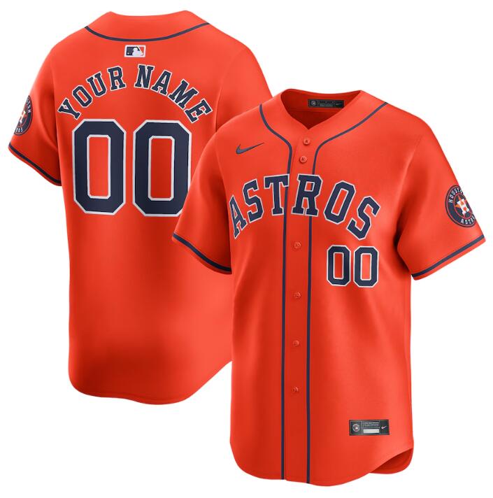 Men's Houston Astros Active Player Custom Orange 2024 Alternate Limited Stitched Baseball Jersey Men's Houston Astros Active Player Custom Orange 2024 Alternate Limited Stitched Baseball Jersey