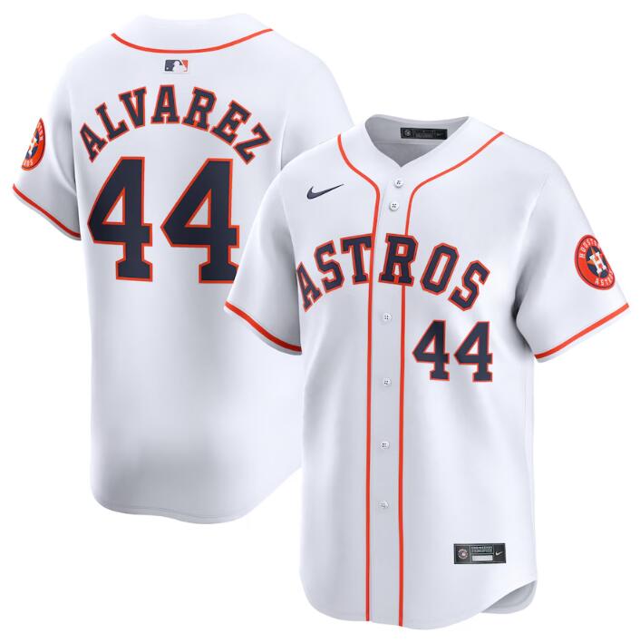 Men's Houston Astros #44 Yordan Alvarez White 2024 Home Limited Stitched Baseball Jersey Men's Houston Astros #44 Yordan Alvarez White 2024 Home Limited Stitched Baseball Jersey