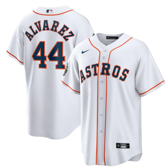 Men's Houston Astros #44 Yordan Alvarez White 2022 World Series Home Stitched Baseball Jersey Men's Houston Astros #44 Yordan Alvarez White 2022 World Series Home Stitched Baseball Jersey