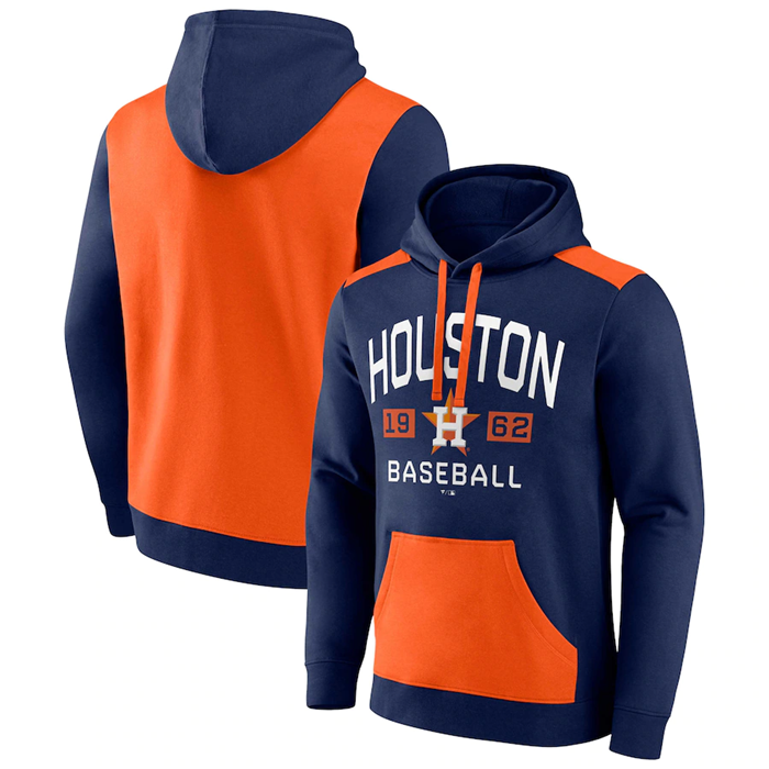Men's Houston Astros Navy/Orange Chip In Pullover Hoodie