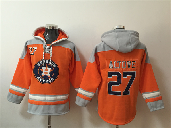 Men's Houston Astros #27 Jose Altuve Orange Ageless Must-Have Lace-Up Pullover Hoodie Men's Houston Astros #27 Jose Altuve Orange Ageless Must-Have Lace-Up Pullover Hoodie