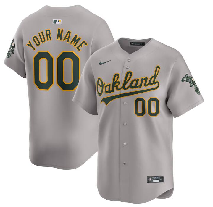 Men's Oakland Athletics Active Player Custom Grey Away Limited Stitched Jersey Men's Oakland Athletics Active Player Custom Grey Away Limited Stitched Jersey