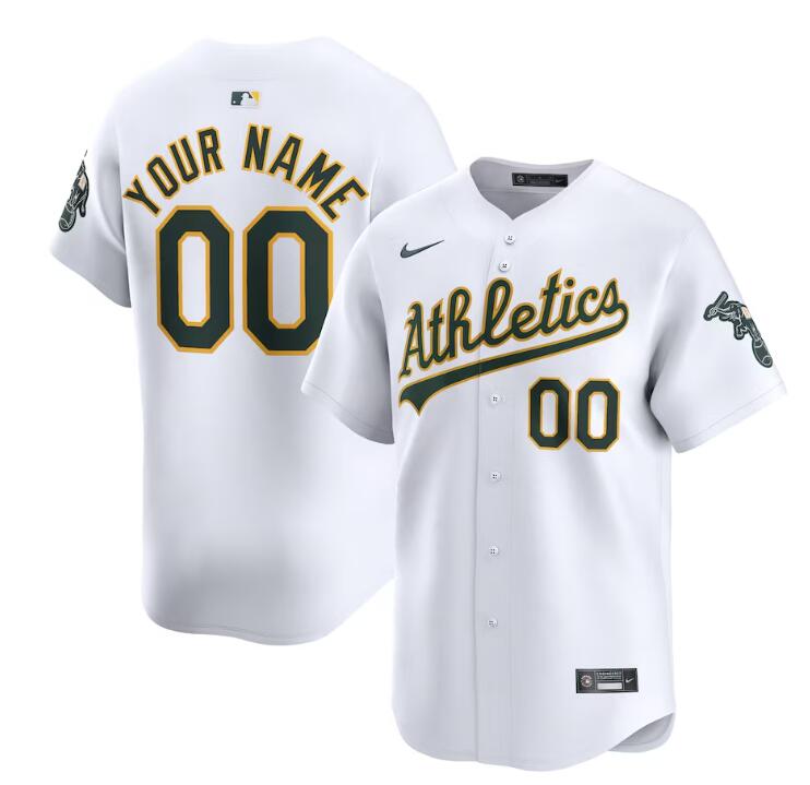Men's Oakland Athletics Active Player Custom White Home Limited Stitched Jersey Men's Oakland Athletics Active Player Custom White Home Limited Stitched Jersey