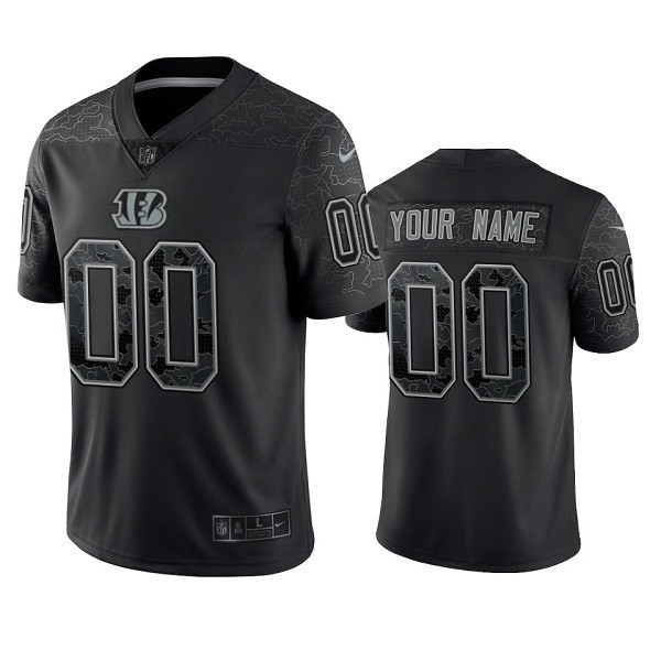Men's Cincinnati Bengals Active Player Custom Black Reflective Limited Stitched Football Jersey Men's Cincinnati Bengals Active Player Custom Black Reflective Limited Stitched Football Jersey