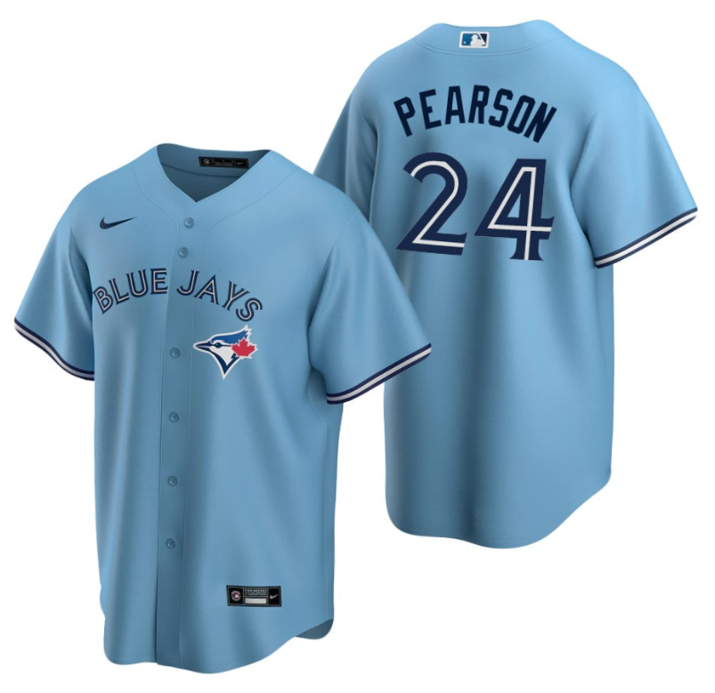 Men's Toronto Blue Jays #24 Nate Pearson Light Blue Cool Base Stitched Jersey Men's Toronto Blue Jays #24 Nate Pearson Light Blue Cool Base Stitched Jersey