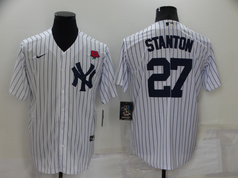 Men's New York Yankees #27 Giancarlo Stanton White Cool Base Stitched Baseball Jersey Men's New York Yankees #27 Giancarlo Stanton White Cool Base Stitched Baseball Jersey