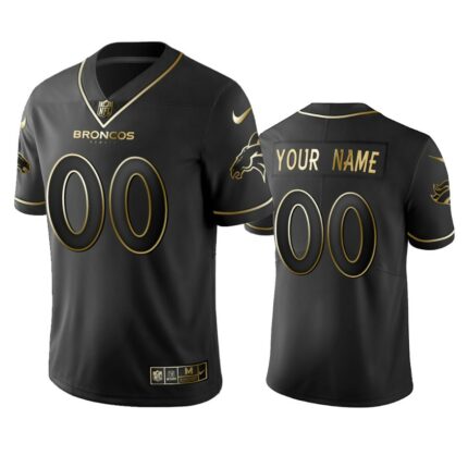 Men's Denver Broncos Customized Black Golden Edition Stitched Jersey Men's Denver Broncos Customized Black Golden Edition Stitched Jersey