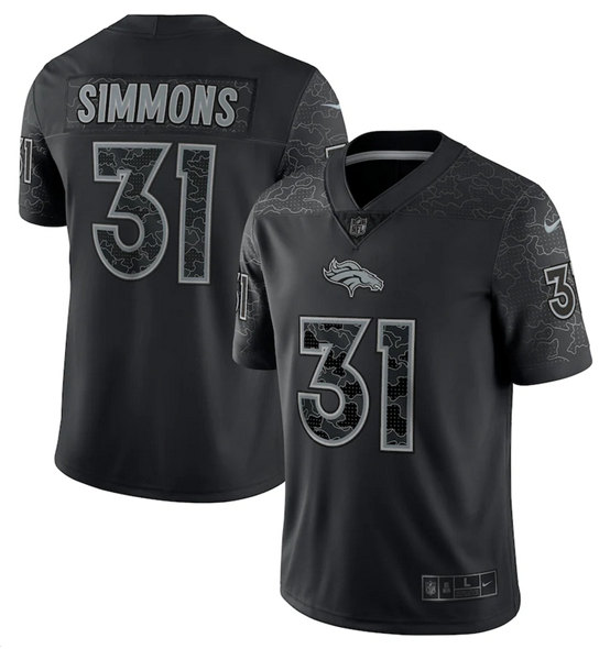 Men's Denver Broncos #31 Justin Simmons Black Reflective Limited Stitched Football Jersey Men's Denver Broncos #31 Justin Simmons Black Reflective Limited Stitched Football Jersey