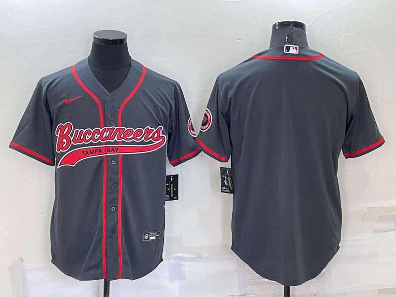 Men's Tampa Bay Buccaneers Blank Charcoal Cool Base Stitched Baseball Jersey Men's Tampa Bay Buccaneers Blank Charcoal Cool Base Stitched Baseball Jersey
