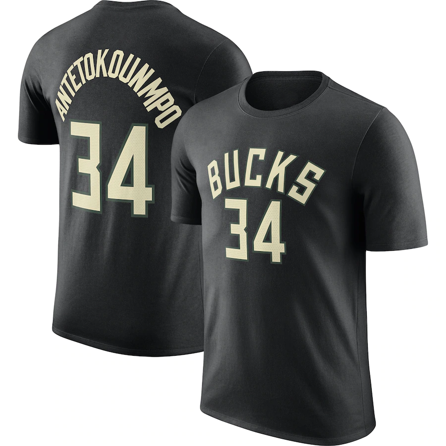 Men's Milwaukee Bucks #34 Giannis Antetokounmpo Black 2022/23 Statement Edition Long Sleeve T-Shirt Men's Milwaukee Bucks #34 Giannis Antetokounmpo Black 2022/23 Statement Edition Long Sleeve T-Shirt