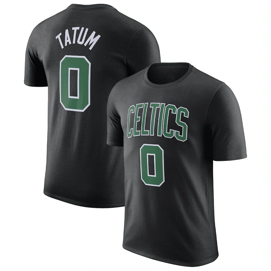 Men's Boston Celtics #0 Jayson Tatum Black 2022/23 Statement Edition Name & Number T-Shirt Men's Boston Celtics #0 Jayson Tatum Black 2022/23 Statement Edition Name & Number T-Shirt