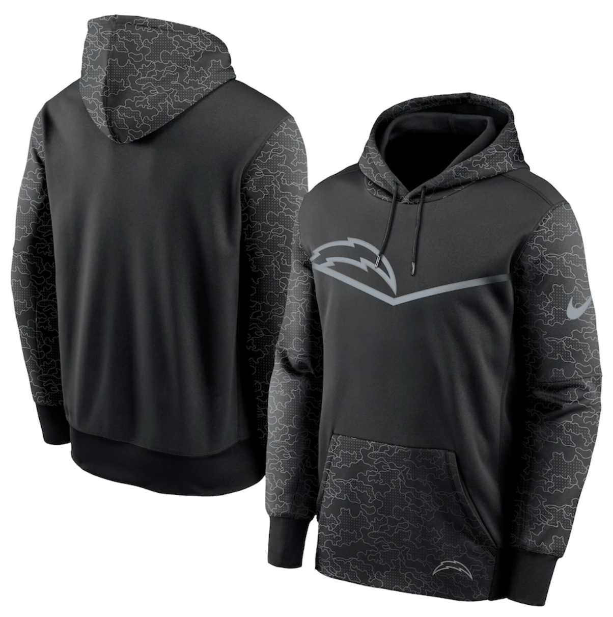 Men's Los Angeles Chargers Black Reflective Therma Hoodie Men's Los Angeles Chargers Black Reflective Therma Hoodie