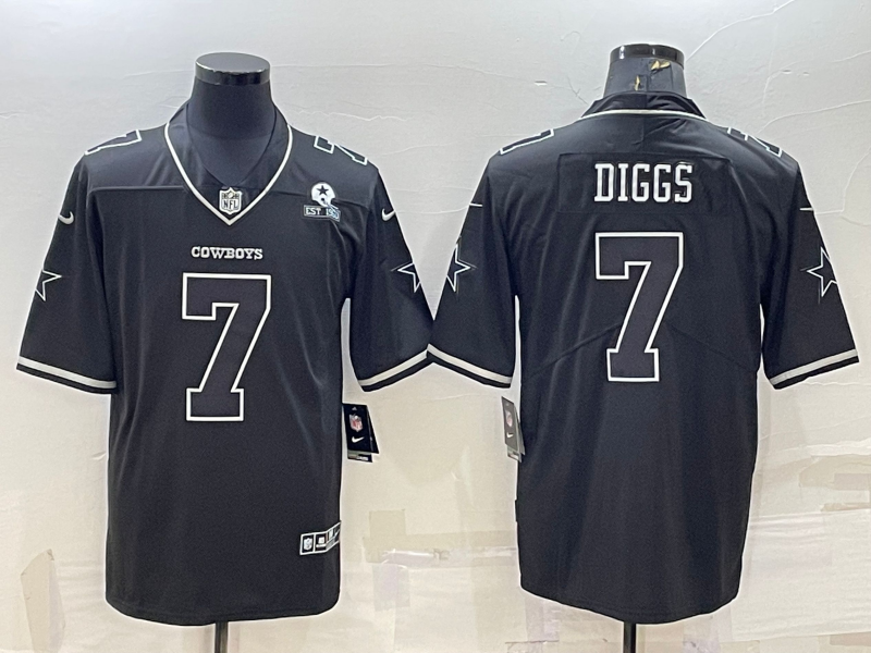 Men's Dallas Cowboys #7 Trevon Diggs Black With 1960 Patch Limited Stitched Football Jersey Men's Dallas Cowboys #7 Trevon Diggs Black With 1960 Patch Limited Stitched Football Jersey