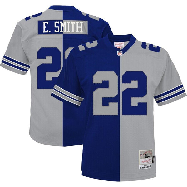 Men's Dallas Cowboys #22 Emmitt Smith Navy/Silver Split Stitched Jersey Men's Dallas Cowboys #22 Emmitt Smith Navy/Silver Split Stitched Jersey
