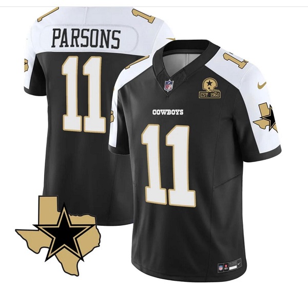 Men's Dallas Cowboys #11 Micah Parsons 2023 F.U.S.E. Black/White With Established In 1960 Patch Stitched Football Jersey Men's Dallas Cowboys #11 Micah Parsons 2023 F.U.S.E. Black/White With Established In 1960 Patch Stitched Football Jersey