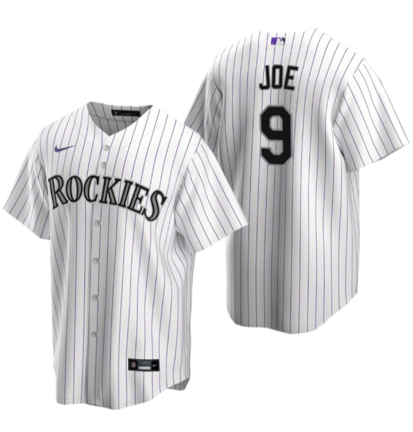 Men's Colorado Rockies #9 Connor Joe White Stitched Baseball Jersey Men's Colorado Rockies #9 Connor Joe White Stitched Baseball Jersey