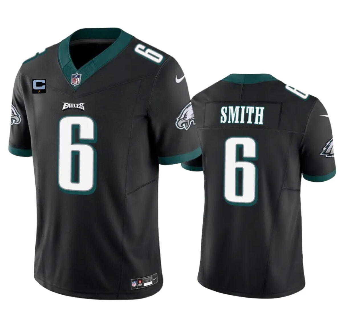 Men's Philadelphia Eagles #6 DeVonta Smith Black 2023 F.U.S.E. With 1-Star C Patch Vapor Untouchable Limited Stitched Football Jersey Men's Philadelphia Eagles #6 DeVonta Smith Black 2023 F.U.S.E. With 1-Star C Patch Vapor Untouchable Limited Stitched Football Jersey