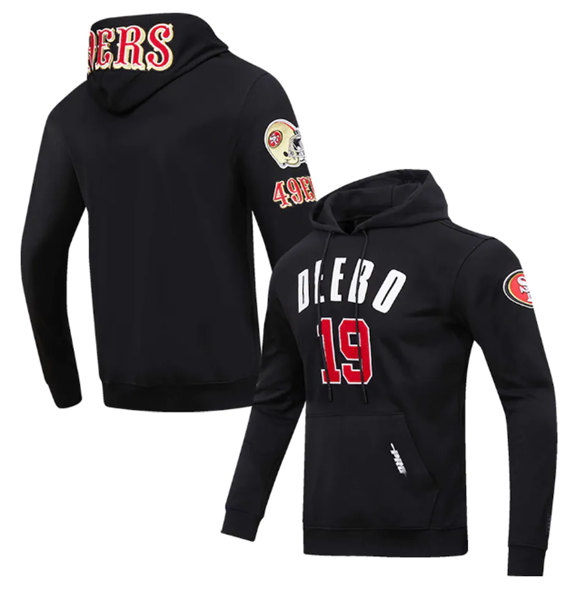 Men's San Francisco 49ers #19 Deebo Samuel Black Pullover Hoodie Men's San Francisco 49ers #19 Deebo Samuel Black Pullover Hoodie