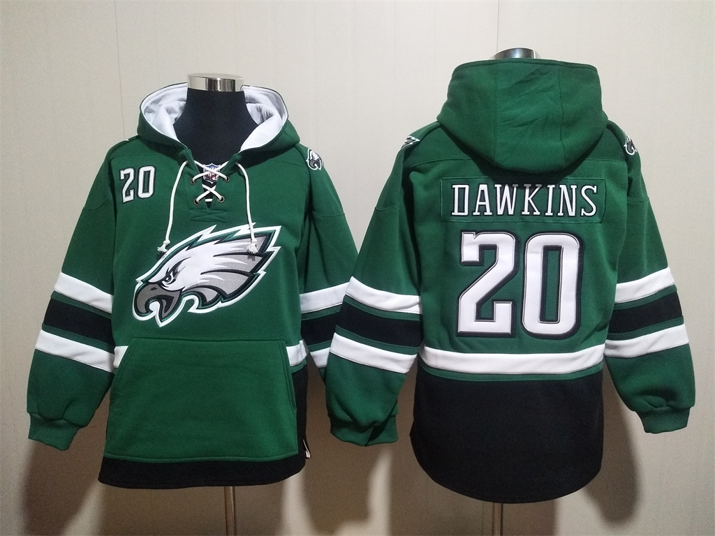 Men's Philadelphia Eagles #20 Brian Dawkins Green Ageless Must-Have Lace-Up Pullover Hoodie Men's Philadelphia Eagles #20 Brian Dawkins Green Ageless Must-Have Lace-Up Pullover Hoodie