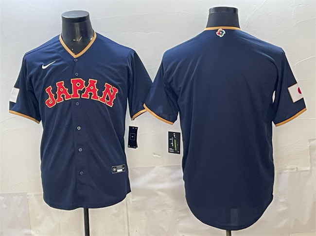 Men's Japan Baseball Blank Navy 2026 World Baseball Classic Road Stadium Stitched Jersey Men's Japan Baseball Blank Navy 2026 World Baseball Classic Road Stadium Stitched Jersey