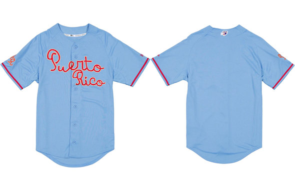 Men's Puerto Rico Alt 2 Blue Stitched Baseball Jersey Men's Puerto Rico Alt 2 Blue Stitched Baseball Jersey