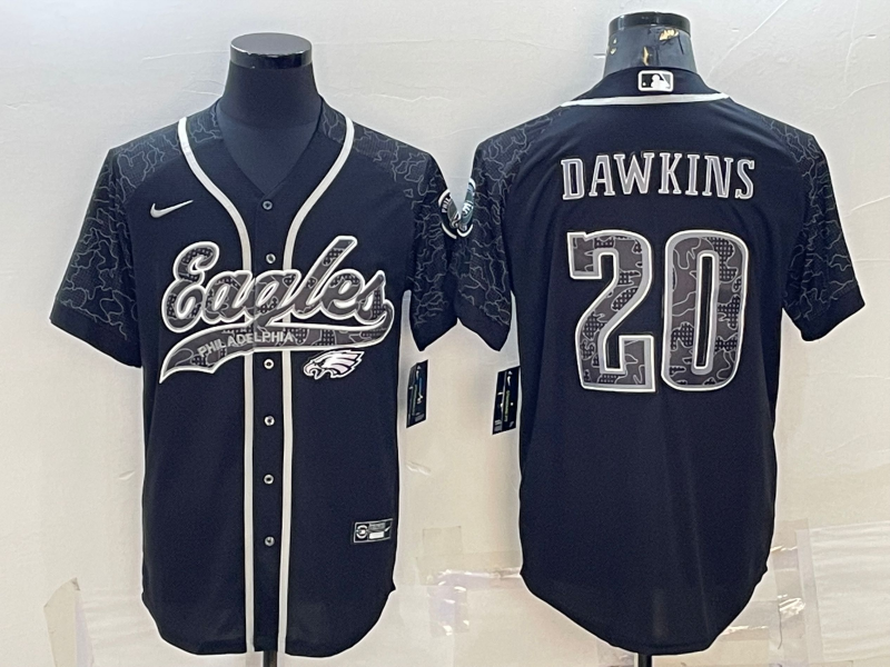 Men's Philadelphia Eagles #20 Brian Dawkins Black Reflective With Patch Cool Base Stitched Baseball Jersey Men's Philadelphia Eagles #20 Brian Dawkins Black Reflective With Patch Cool Base Stitched Baseball Jersey