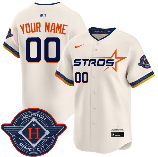 Men's Houston Astros Active Player Custom Cream 2025 City Connect Limited Stitched Baseball Jersey Men's Houston Astros Active Player Custom Cream 2025 City Connect Limited Stitched Baseball Jersey