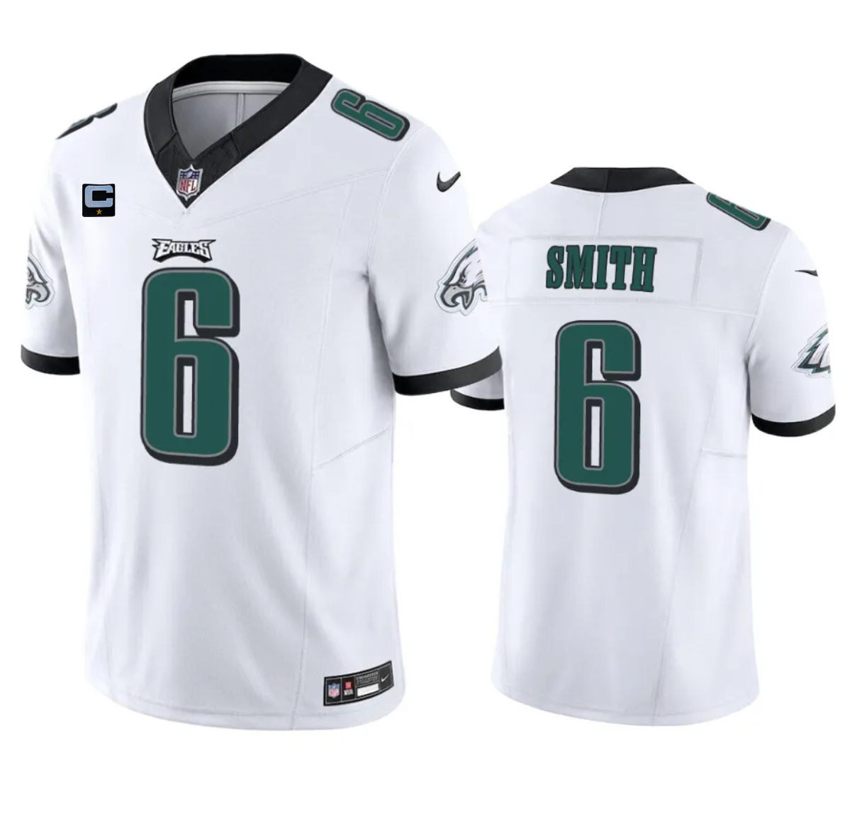 Men's Philadelphia Eagles #6 DeVonta Smith White 2023 F.U.S.E. With 1-Star C Patch Vapor Untouchable Limited Stitched Football Jersey Men's Philadelphia Eagles #6 DeVonta Smith White 2023 F.U.S.E. With 1-Star C Patch Vapor Untouchable Limited Stitched Football Jersey