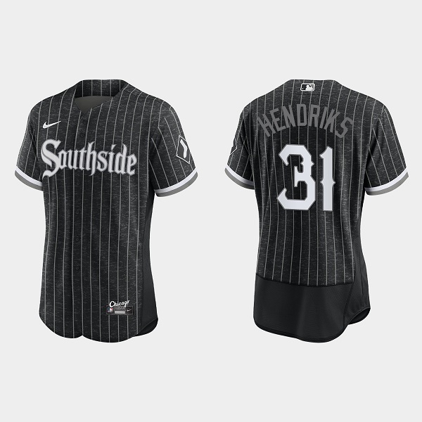 Men's Chicago White Sox #31 Liam Hendriks Black 2021 City Connect Flex Base Stitched Jersey Men's Chicago White Sox #31 Liam Hendriks Black 2021 City Connect Flex Base Stitched Jersey