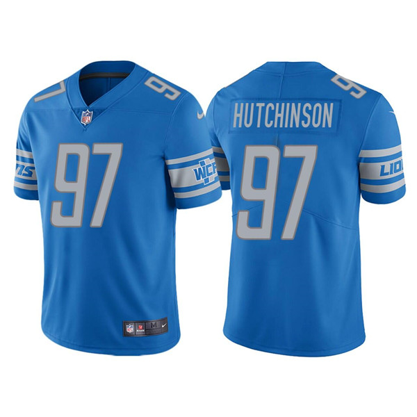 Men's Detroit Lions #97 Aidan Hutchinson Blue Vapor Untouchable Limited Stitched Jersey Men's Detroit Lions #97 Aidan Hutchinson Blue Vapor Untouchable Limited Stitched Jersey