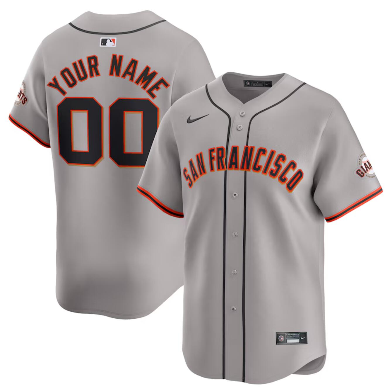 Men's San Francisco Giants Active Player Custom Grey Away Limited Stitched Baseball Jersey Men's San Francisco Giants Active Player Custom Grey Away Limited Stitched Baseball Jersey