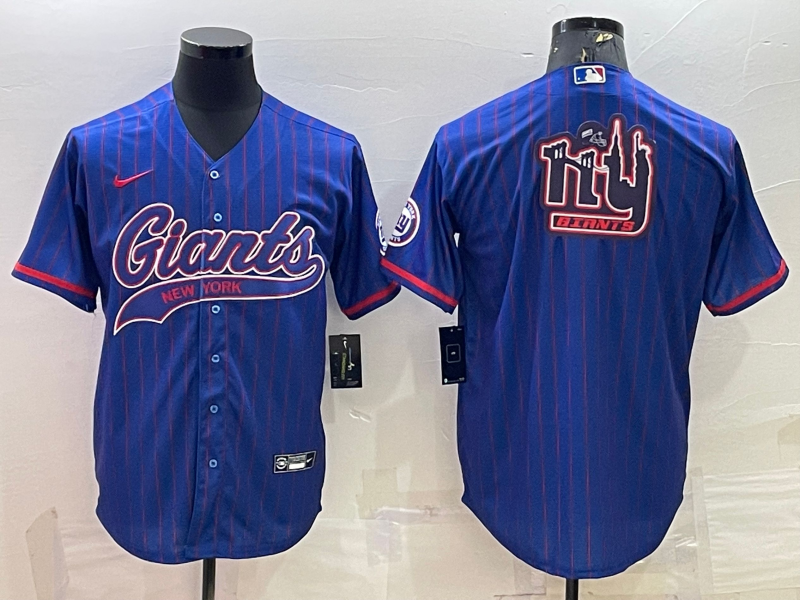Men's New York Giants Blue Team Big Logo With Patch Cool Base Stitched Baseball Jersey Men's New York Giants Blue Team Big Logo With Patch Cool Base Stitched Baseball Jersey