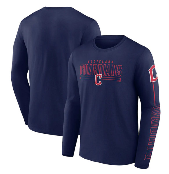 Men's Cleveland Guardians Navy Long Sleeve T-Shirt Men's Cleveland Guardians Navy Long Sleeve T-Shirt