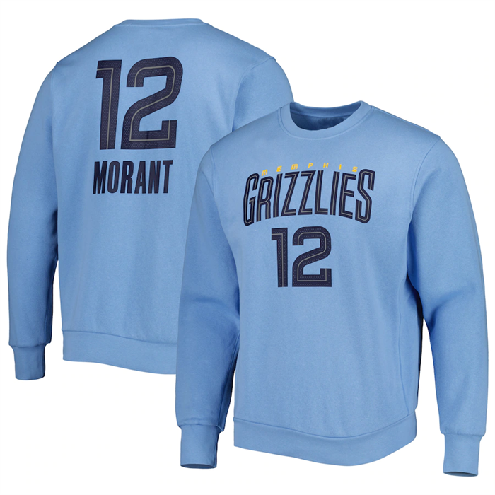 Men's Memphis Grizzlies #12 Ja Morant Blue Long Sleeve T-Shirt Men's Memphis Grizzlies #12 Ja Morant Blue Long Sleeve T-Shirt