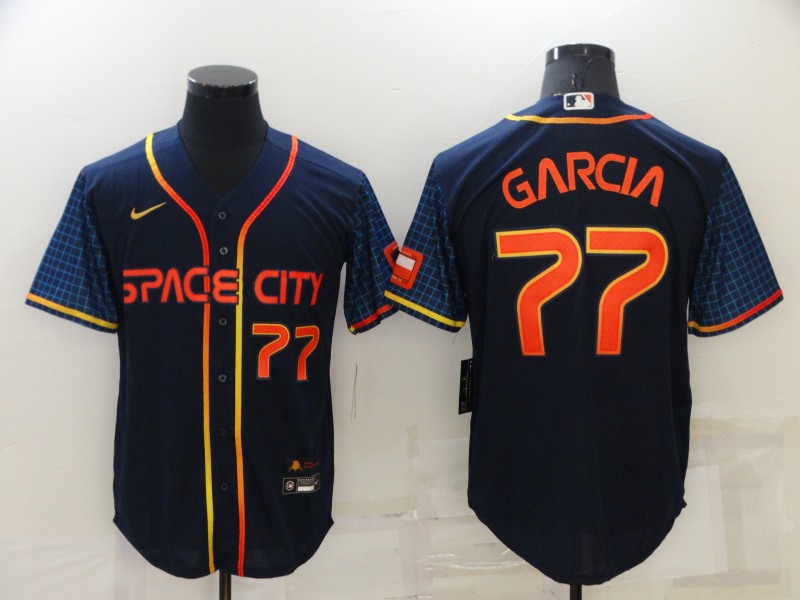 Men's Houston Astros #77 Luis Garcia 2022 Navy City Connect Cool Base Stitched Jersey Men's Houston Astros #77 Luis Garcia 2022 Navy City Connect Cool Base Stitched Jersey