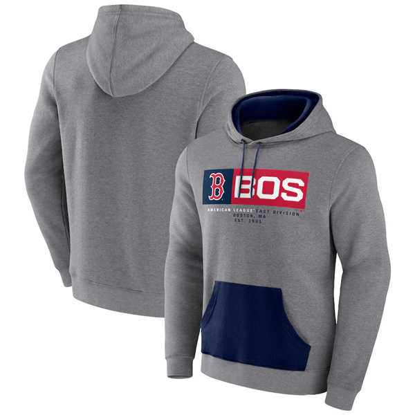 Men's Boston Red Sox Heathered Gray Iconic Steppin Up Fleece Pullover Hoodie Men's Boston Red Sox Heathered Gray Iconic Steppin Up Fleece Pullover Hoodie