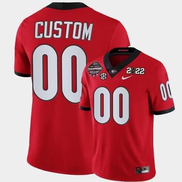 Men's Georgia Bulldogs Custom Red 2022 National Champions Stitched Jersey Men's Georgia Bulldogs Custom Red 2022 National Champions Stitched Jersey