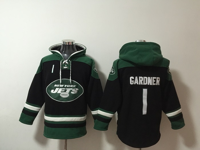 Men's New York Jets #1 Ahmad Gardner Black Ageless Must-Have Lace-Up Pullover Hoodie Men's New York Jets #1 Ahmad Gardner Black Ageless Must-Have Lace-Up Pullover Hoodie