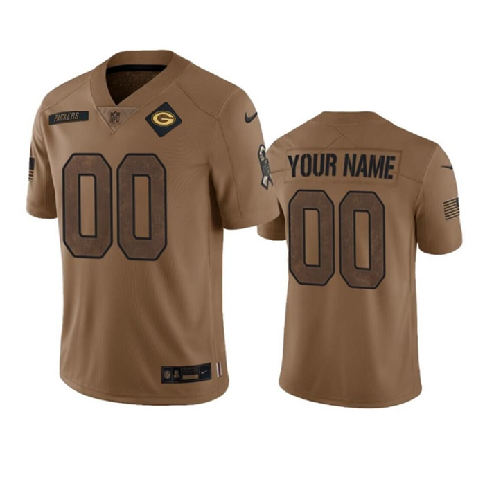 Men's Green Bay Packers Active Player Custom Brown 2023 Salute To Service Limited Stitched Jersey Men's Green Bay Packers Active Player Custom Brown 2023 Salute To Service Limited Stitched Jersey