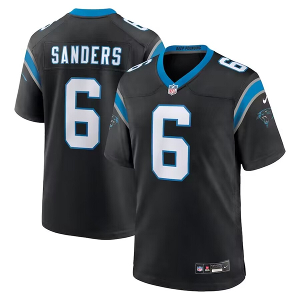 Men's Carolina Panthers #6 Miles Sanders Black Stitched Game Jersey Men's Carolina Panthers #6 Miles Sanders Black Stitched Game Jersey