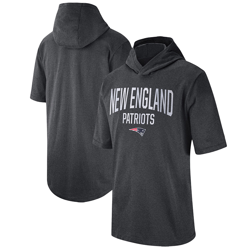 Men's New England Patriots Heathered Charcoal Sideline Training Hooded Performance T-Shirt Men's New England Patriots Heathered Charcoal Sideline Training Hooded Performance T-Shirt