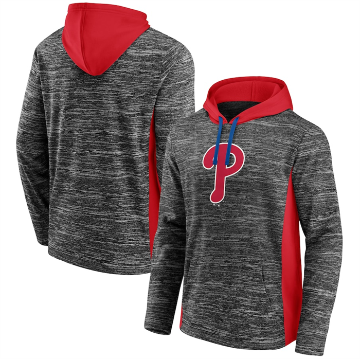 Men's Philadelphia Phillies Gray Red Instant Replay Color Block Pullover Hoodie Men's Philadelphia Phillies Gray Red Instant Replay Color Block Pullover Hoodie
