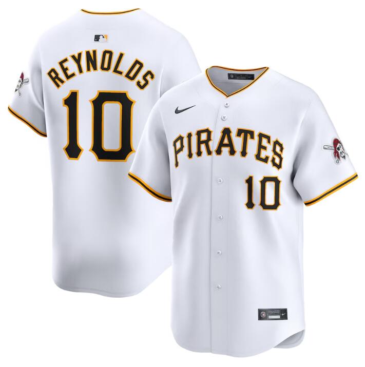 Men's Pittsburgh Pirates #10 Bryan Reynolds White Home Limited Stitched Baseball Jersey Men's Pittsburgh Pirates #10 Bryan Reynolds White Home Limited Stitched Baseball Jersey