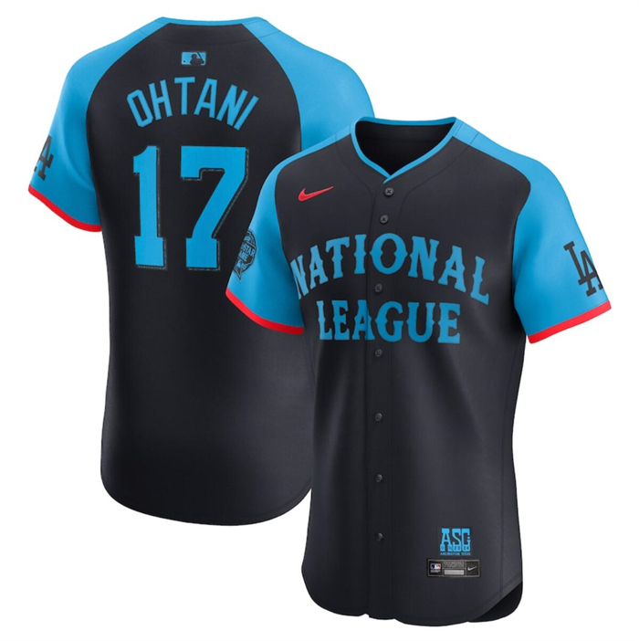 Men's National League #17 Shohei Ohtani Navy 2024 All-Star Elite Stitched Baseball Jersey Men's National League #17 Shohei Ohtani Navy 2024 All-Star Elite Stitched Baseball Jersey